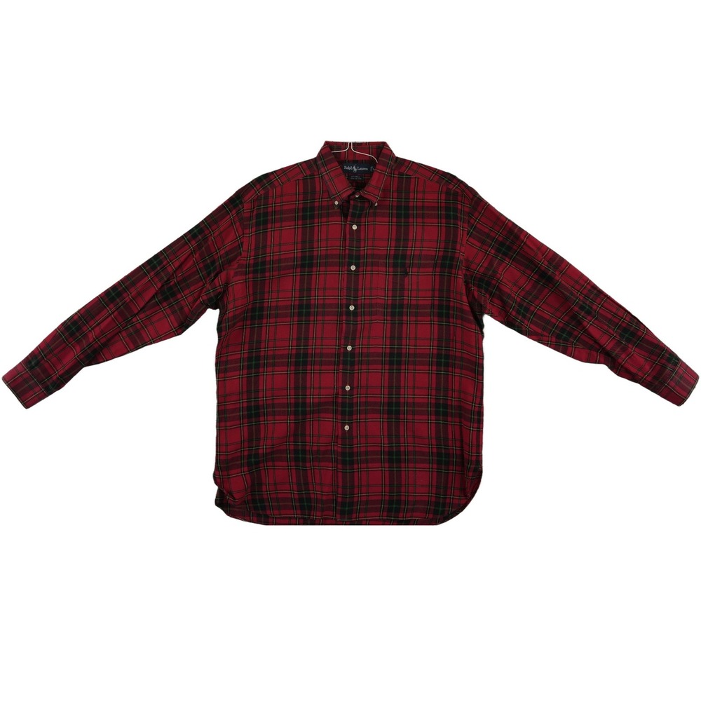 Ralph Lauren McMeel Button Down Shirt‎ Men's Size Large Red Plaid 100% Cotton